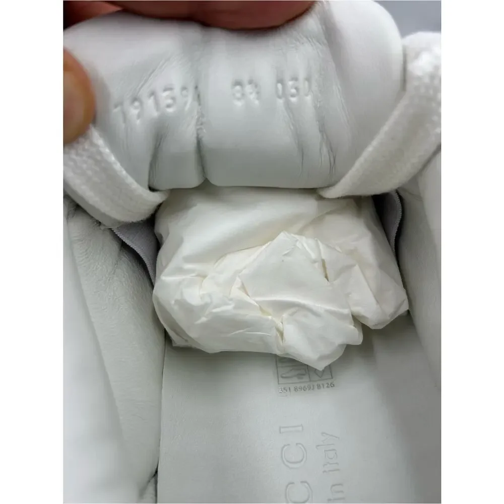 Men's Gucci White Leather ace Sneakers with web, stripe size 8.5 fits 9 US